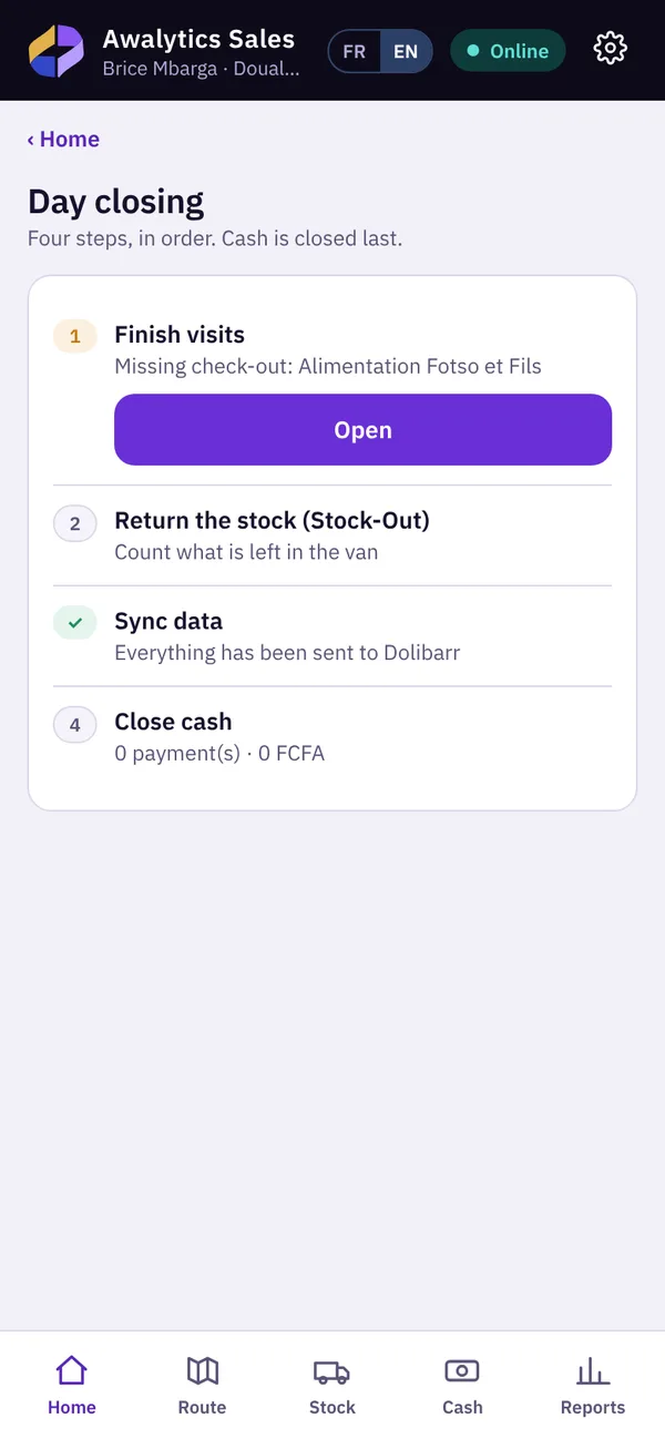 Guided four-step day closing