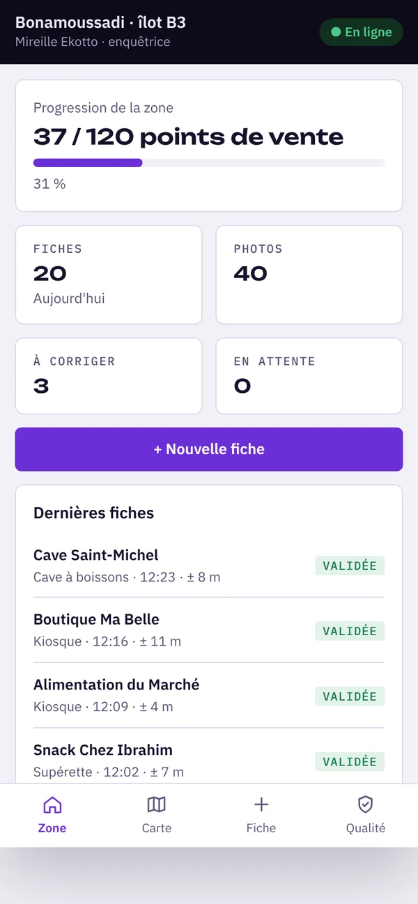 L'application de recensement